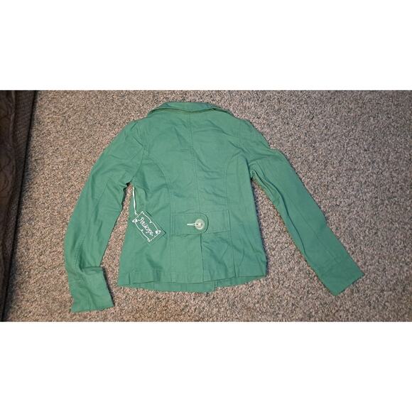Periscope Jacket Small S Girls Green Double Breasted Canvas 100% Cotton - Picture 6 of 6